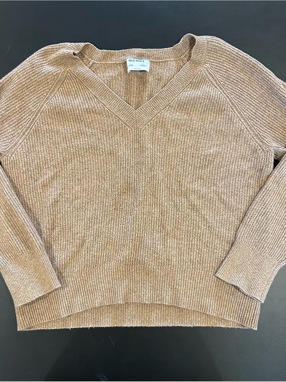 Old Navy Women's Tan Knit V-Neck Sweater